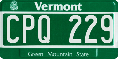 VT license plate CPQ229