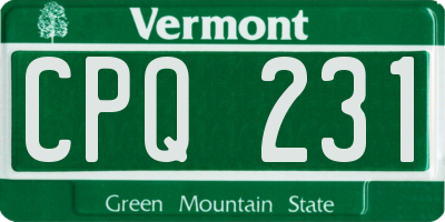 VT license plate CPQ231