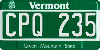 VT license plate CPQ235