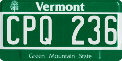 VT license plate CPQ236
