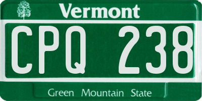 VT license plate CPQ238