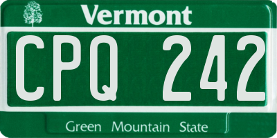 VT license plate CPQ242