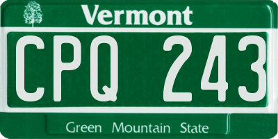VT license plate CPQ243