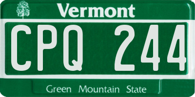 VT license plate CPQ244