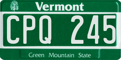 VT license plate CPQ245