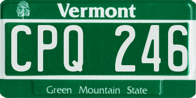 VT license plate CPQ246