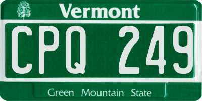 VT license plate CPQ249