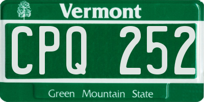 VT license plate CPQ252