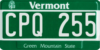 VT license plate CPQ255