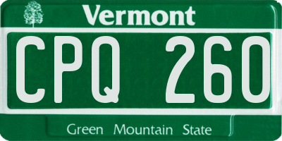 VT license plate CPQ260