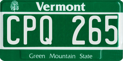 VT license plate CPQ265