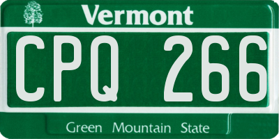 VT license plate CPQ266