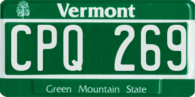VT license plate CPQ269