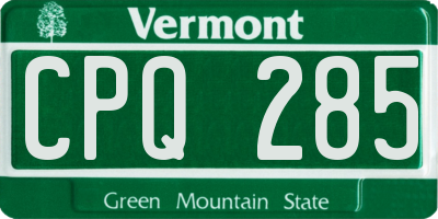 VT license plate CPQ285