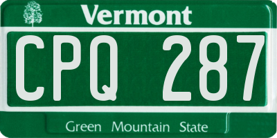 VT license plate CPQ287