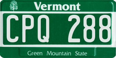 VT license plate CPQ288