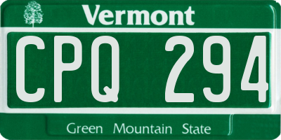 VT license plate CPQ294