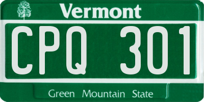 VT license plate CPQ301