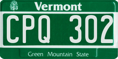 VT license plate CPQ302