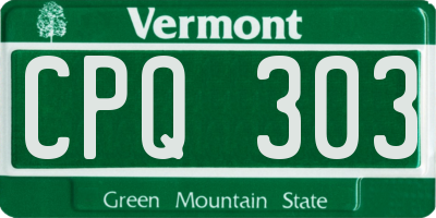 VT license plate CPQ303