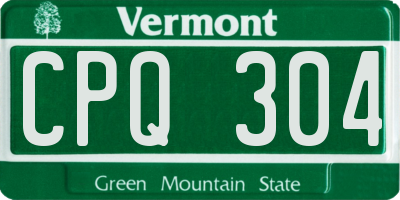 VT license plate CPQ304