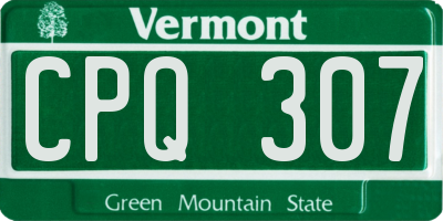 VT license plate CPQ307