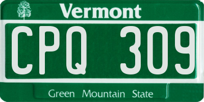 VT license plate CPQ309