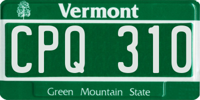 VT license plate CPQ310