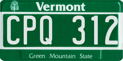 VT license plate CPQ312