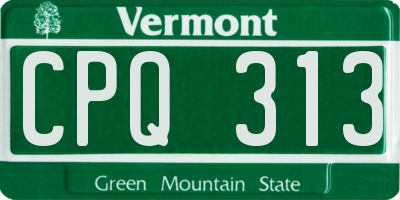 VT license plate CPQ313