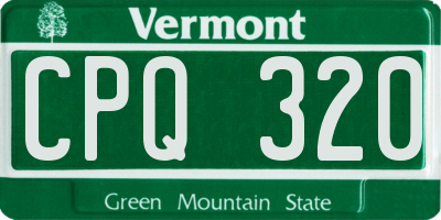 VT license plate CPQ320