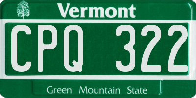 VT license plate CPQ322