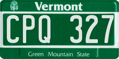 VT license plate CPQ327