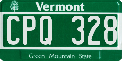 VT license plate CPQ328