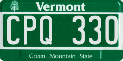 VT license plate CPQ330