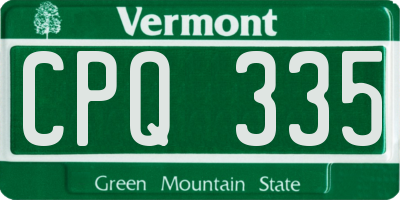 VT license plate CPQ335