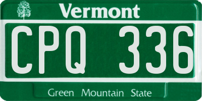 VT license plate CPQ336