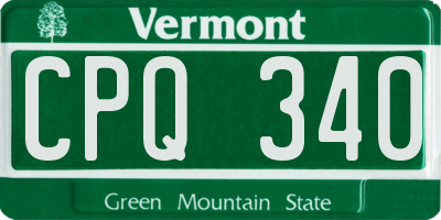 VT license plate CPQ340