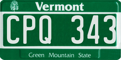 VT license plate CPQ343
