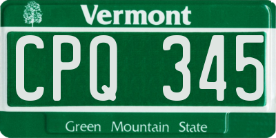 VT license plate CPQ345