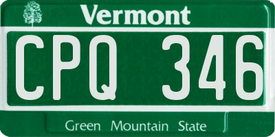 VT license plate CPQ346