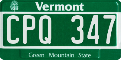 VT license plate CPQ347