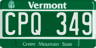 VT license plate CPQ349