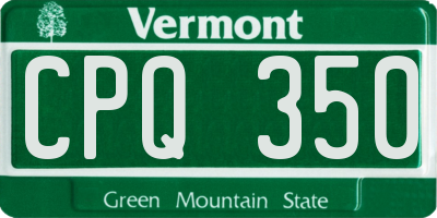 VT license plate CPQ350