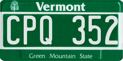 VT license plate CPQ352