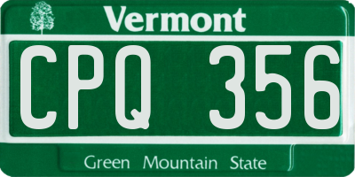 VT license plate CPQ356