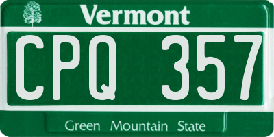 VT license plate CPQ357