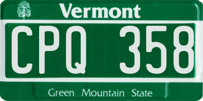 VT license plate CPQ358