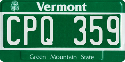 VT license plate CPQ359