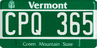VT license plate CPQ365
